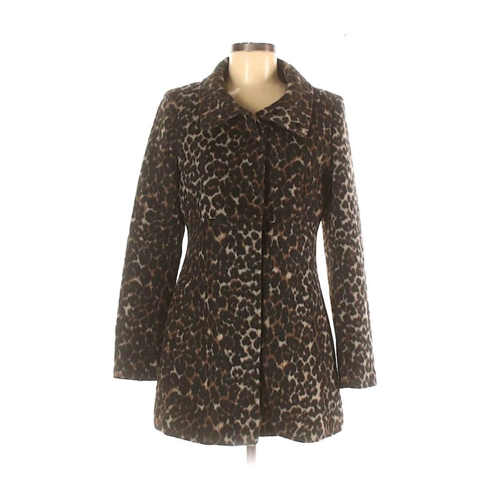 Leopard print wool coat